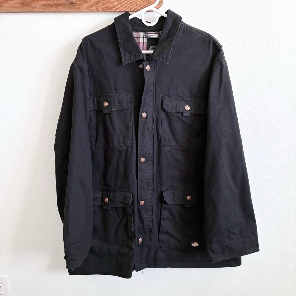 Dickies Work Blanket Lined Chore Barn Black Coat Jacket Workwear Pockets XXL